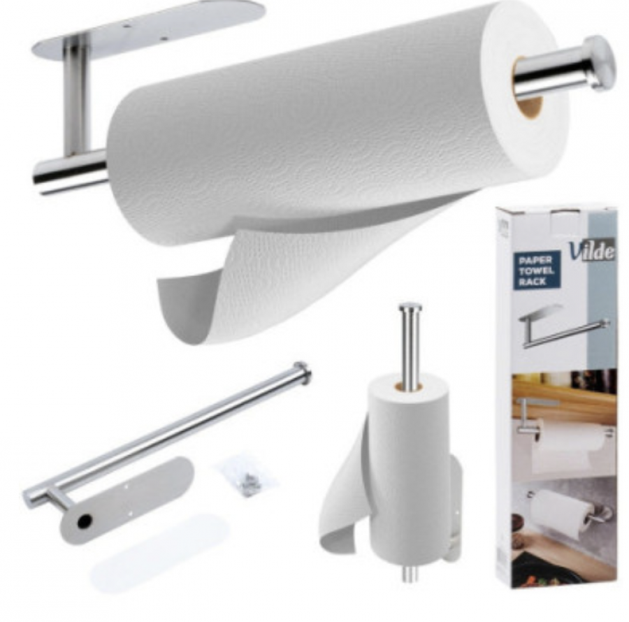 Kökshållare för pappershanddukar – Rostfritt stål, Silver, 33,5×7,7×4,5 cm